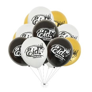 New 12 inch Custom Printed 12 Eid Mubarak Latex Balloons Set