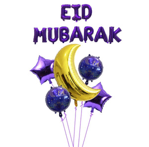 EID Mubarak Letter Balloons 32 inch Foil Moon Eid al-firt Ramadan Party Supply Balloon Set