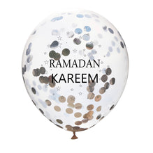 Load image into Gallery viewer, 15 pcs of 12 inch Ramadan Kareem Eid Mubarak Confetti  Transparent Balloons Set