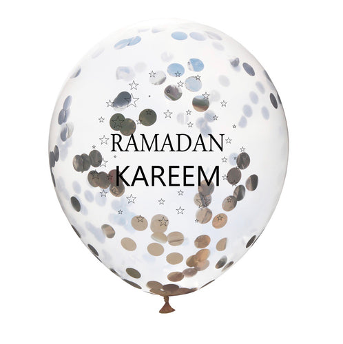 15 pcs of 12 inch Ramadan Kareem Eid Mubarak Confetti  Transparent Balloons Set