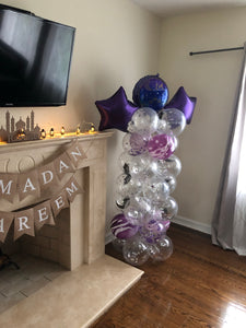 Eid Balloon Column Transparent Confetti/Magenta DIY