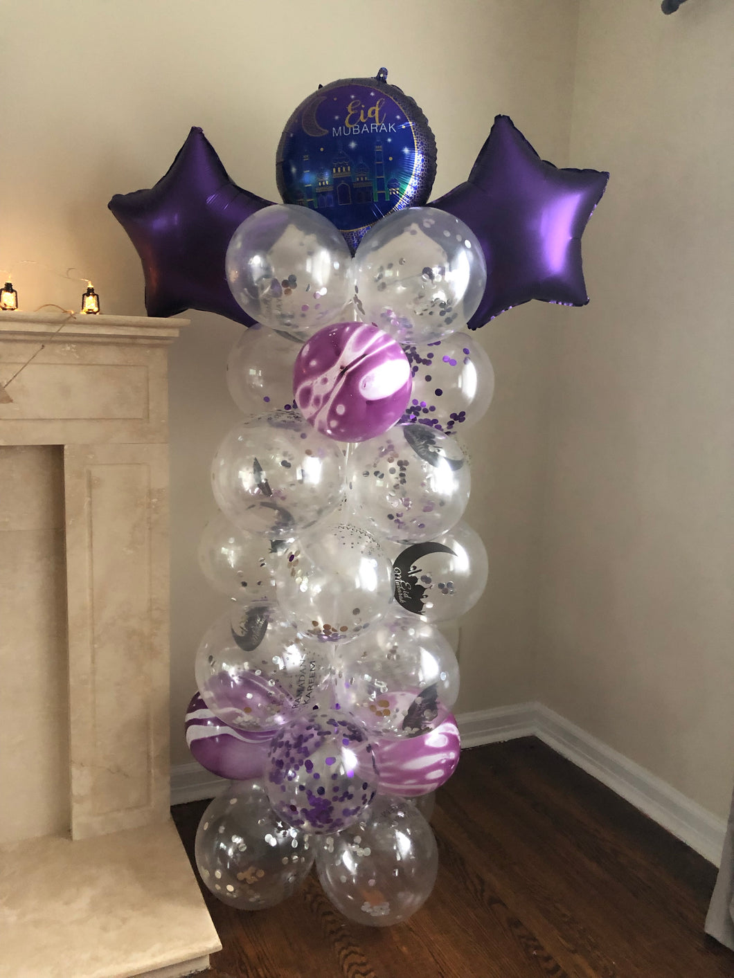 Eid Balloon Column Transparent Confetti/Magenta DIY